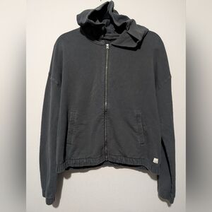 Vuori Laguna Dark Gray Full-Zip Cropped Hoodie Size Large